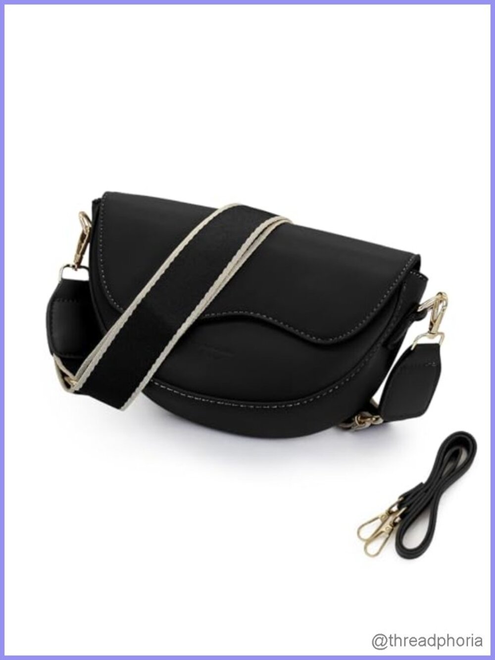 Waterproof PU Leather Crossbody Sling Bag with Replaceable Straps